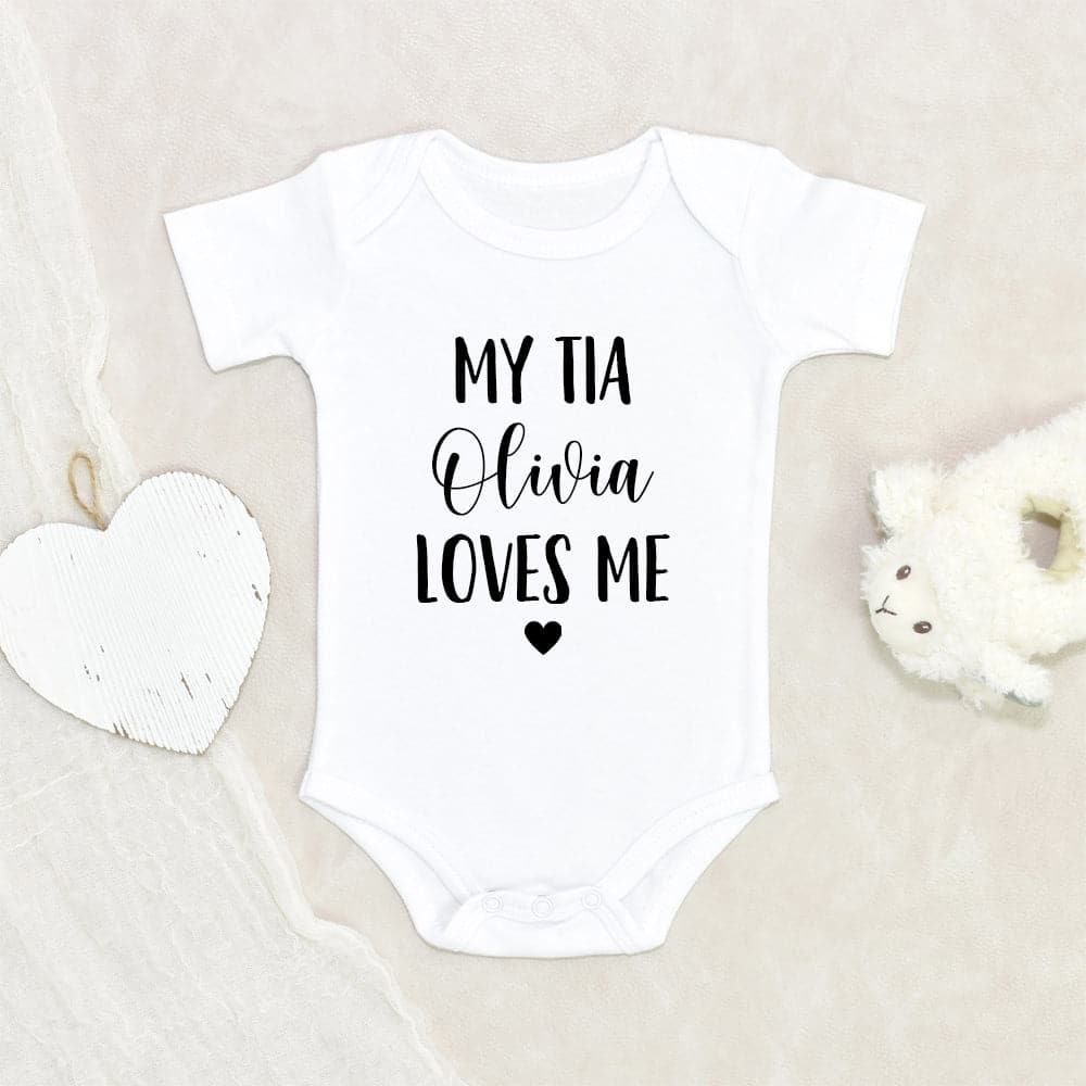 Newborn Baby Onesie - Tia Baby Onesie - My Tia Lives Me Baby Onesie - Personalized Tia Name Baby Onesie - Tia Baby Clothes