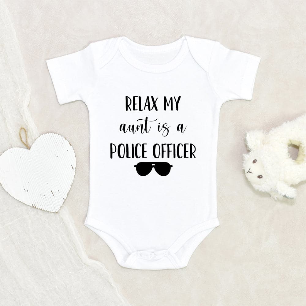 Aunt Police Baby Onesie - Cute Baby Clothes - Relax My Aunt Is A Police Office Baby Onesie - Police Officer Onesie - Police Baby Clothes