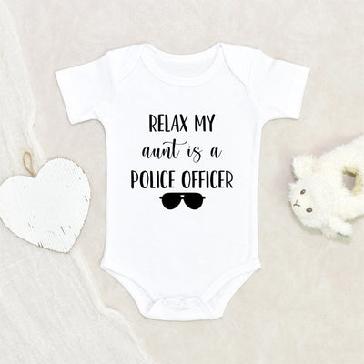 Aunt Police Baby Onesie - Cute Baby Clothes - Relax My Aunt Is A Police Office Baby Onesie - Police Officer Onesie - Police Baby Clothes