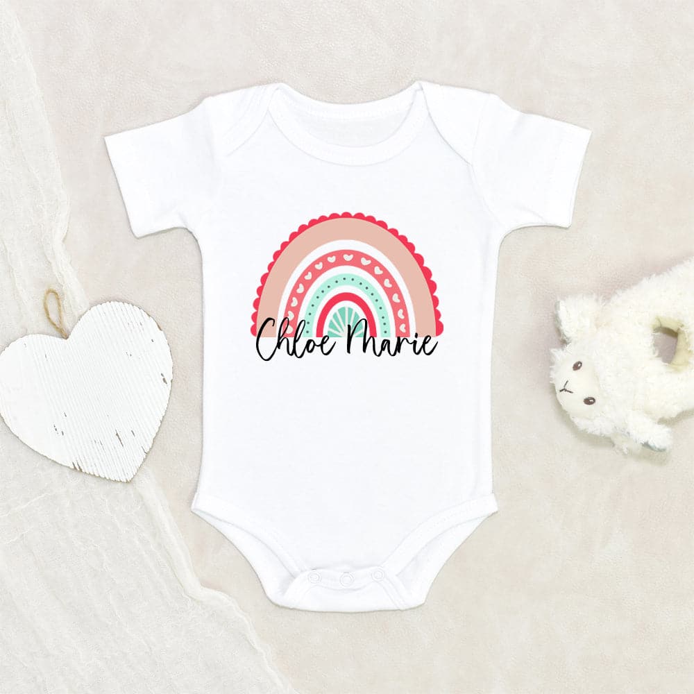 Personalized Name Baby Girl Onesie - Cute Baby Girl Clothes - Pink Rainbow Custom Name Onesie - Rainbow Onesie - Baby Girl Onesie