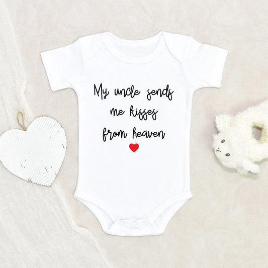 Cute Baby Onesie - Baby Shower Gift - My Uncle Sends Me Kisses From Heaven - Memorial Baby Onesie - Cute Baby Clothes