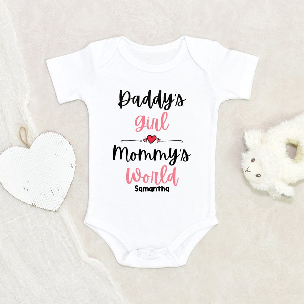 Personalized Baby Onesie - Custom Baby Girl Onesie - Daddy's Girl and Mommy's World Onesie - Baby Girl Onesie - New Mom Gift - New Dad Gift