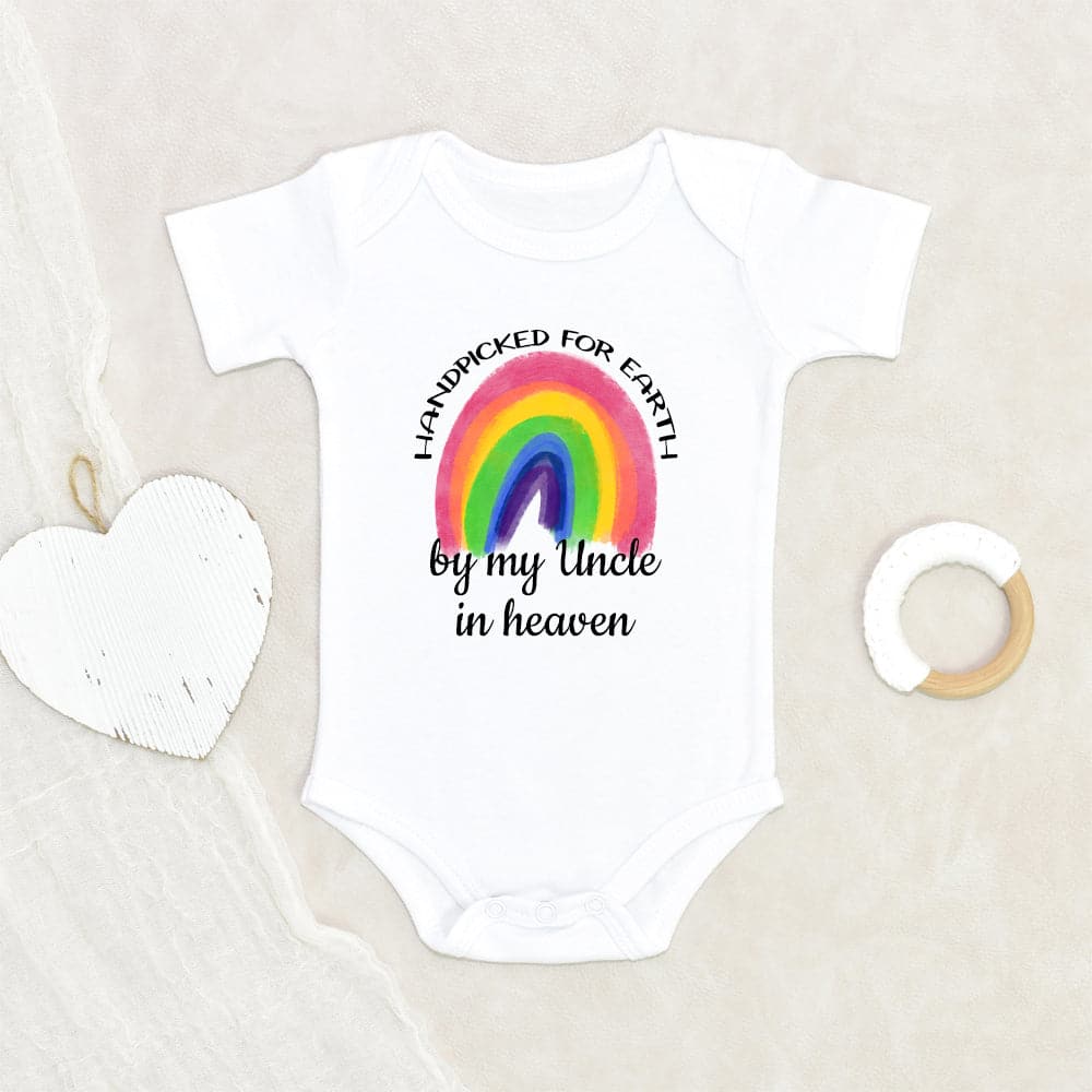 Uncle In Heaven Baby Onesie - Memorial Baby Onesie - Handpicked For Earth Baby Onesie - Pregnancy Announcement Baby Onesie - Unisex Baby Onesie