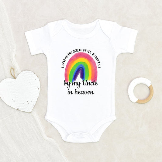 Uncle In Heaven Baby Onesie - Memorial Baby Onesie - Handpicked For Earth Baby Onesie - Pregnancy Announcement Baby Onesie - Unisex Baby Onesie