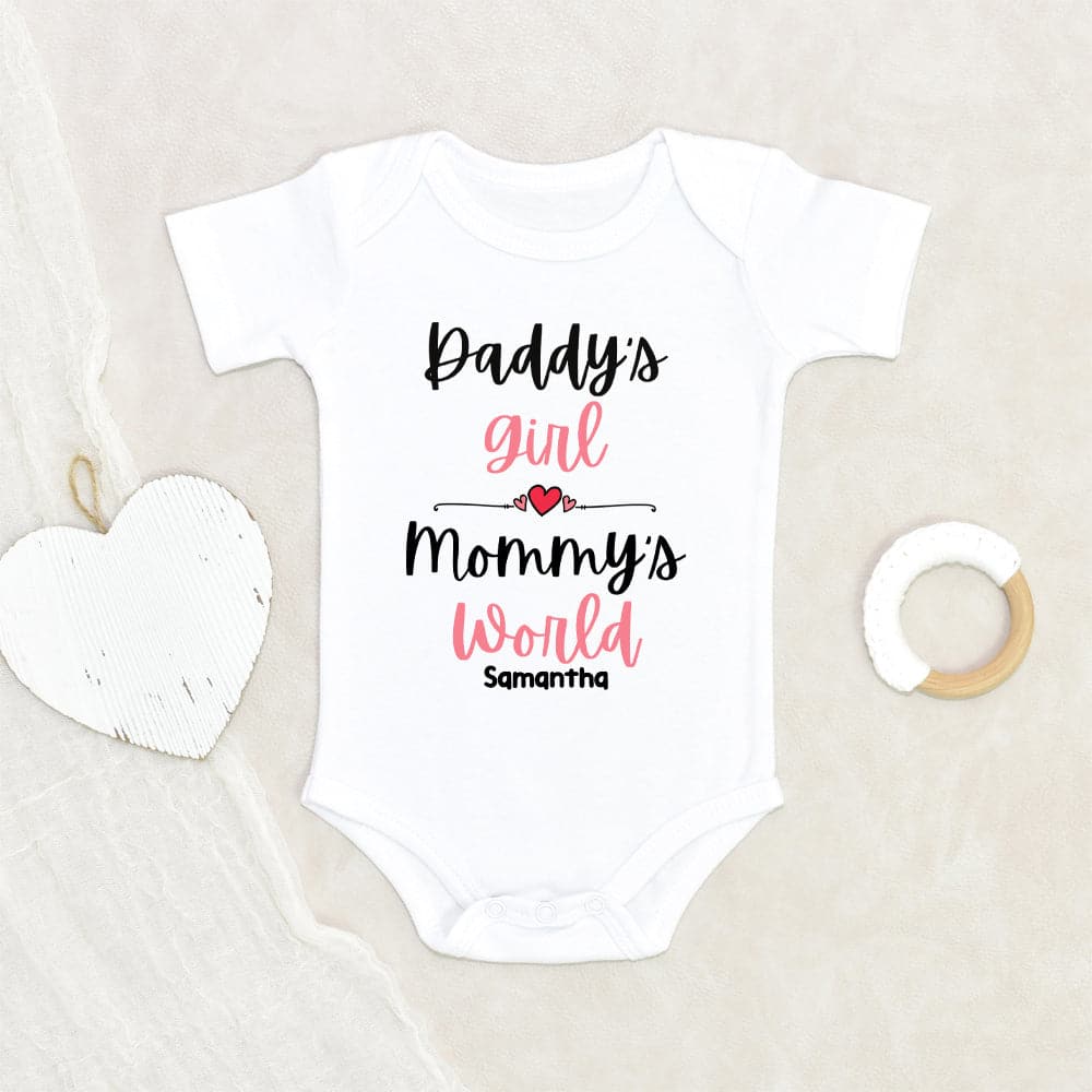 Personalized Baby Onesie - Custom Baby Girl Onesie - Daddy's Girl and Mommy's World Onesie - Baby Girl Onesie - New Mom Gift - New Dad Gift