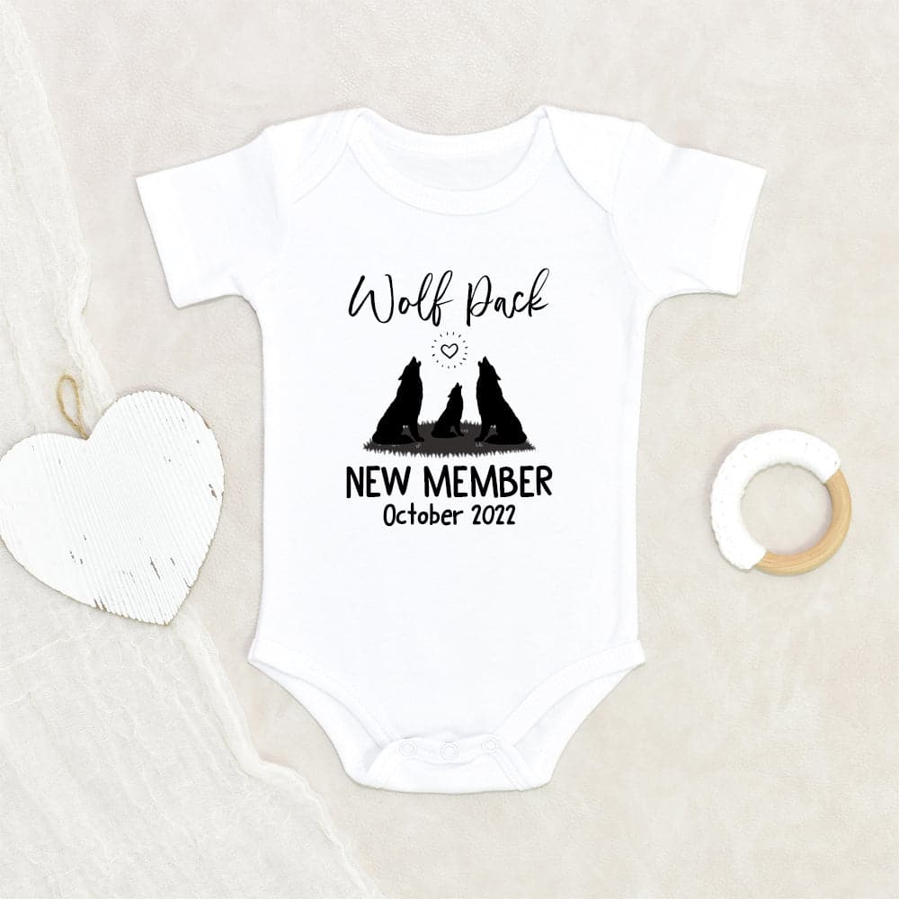 Baby Announcement Baby Onesie - Custom Baby Onesie - Wolf Pack New Member Personalized Onesie - Newborn Baby Onesie - Wolf New Member Onesie