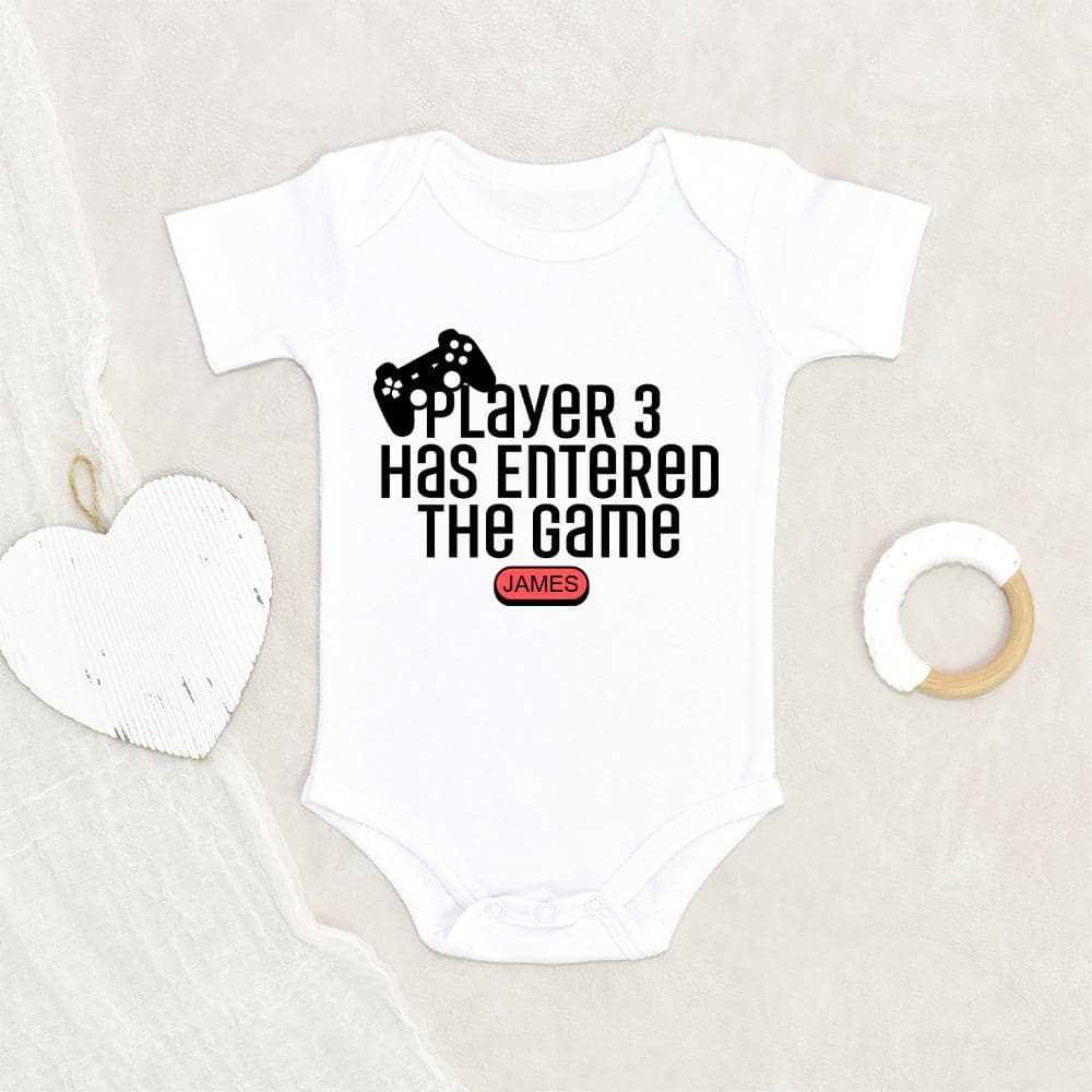 Personalized Onesie - Video Game Onesie - Baby Boy Onesie - Baby Girl Onesie - Player 3 Has Entered the Game Onesie - Birth Announcement Onesie
