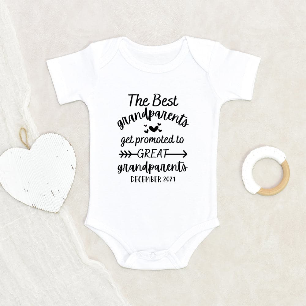 Custom Baby Onesie Pregnancy Announcement Onesie The Best Grandparents Get Promoted To Great Grandparents Personalized Baby Onesie Newborn Baby Onesie