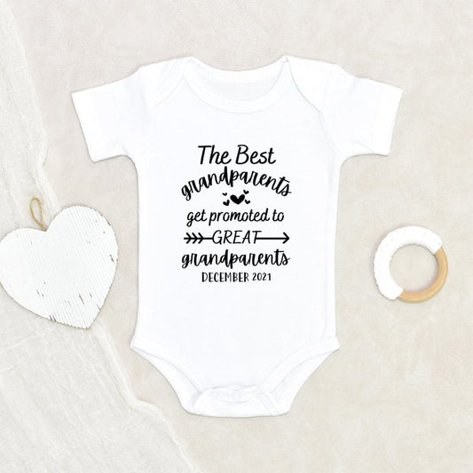 Custom Baby Onesie Pregnancy Announcement Onesie The Best Grandparents Get Promoted To Great Grandparents Personalized Baby Onesie Newborn Baby Onesie