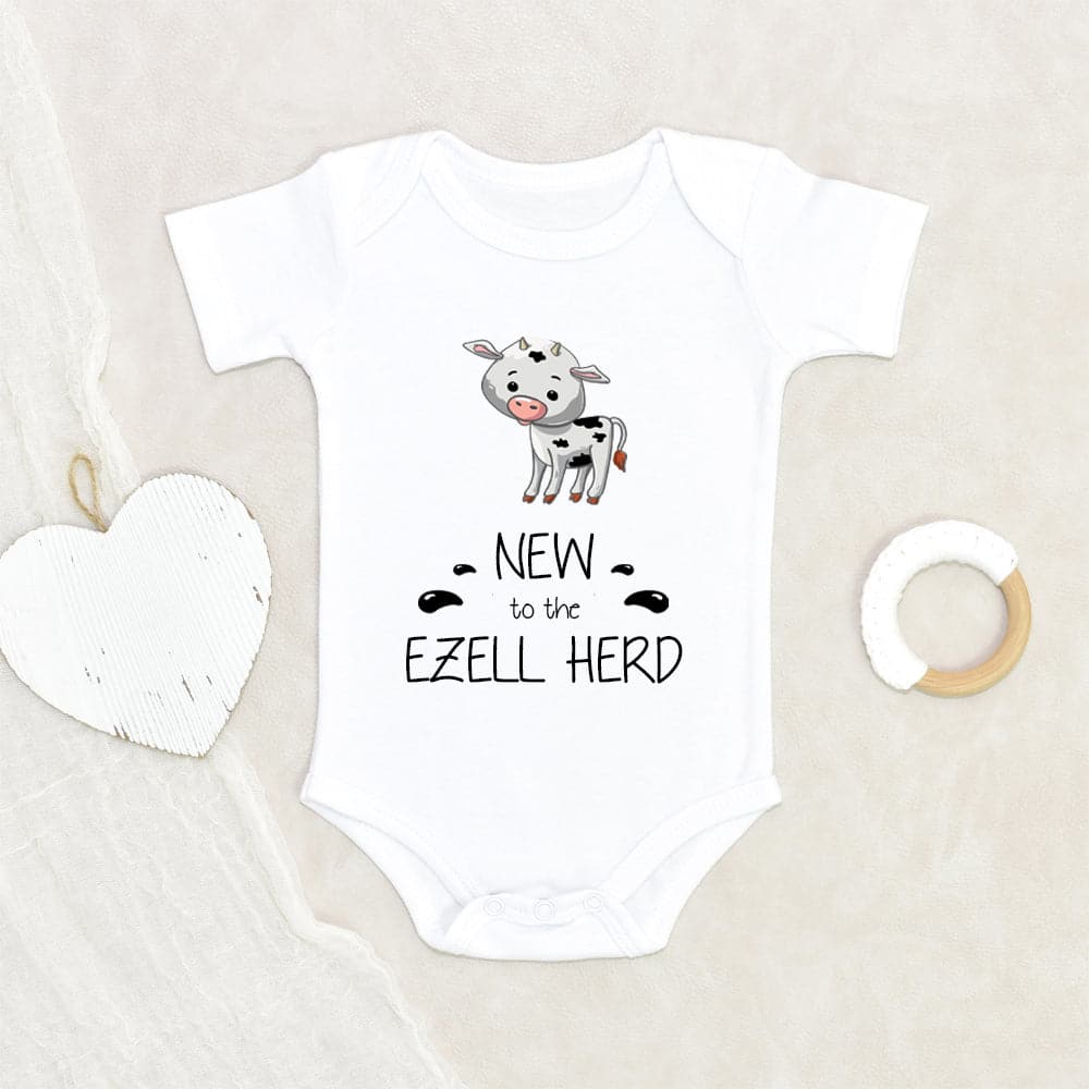Baby Reveal Onesie Pregnancy Announcement Baby Onesie New To The Herd Personalized Baby Onesie Custom Last Name Baby Onesie Baby Shower Gift