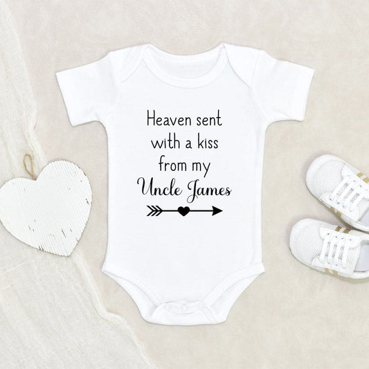 Custom Uncle Name Onesie - Uncle Memorial Baby Onesie - Heaven Sent With A Kiss From My Uncle Onesie - Guardian Angle Baby Onesie - Uncle In Heaven Onesie