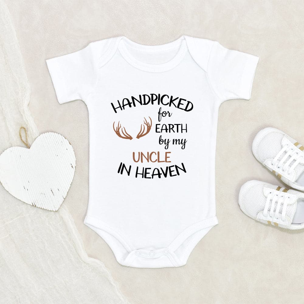 Uncle In Heaven Baby Onesie - Unisex Baby Onesie - Handpicked For Earth Baby Onesie - Pregnancy Announcement Baby Onesie - Uncle Memorial Baby Onesie