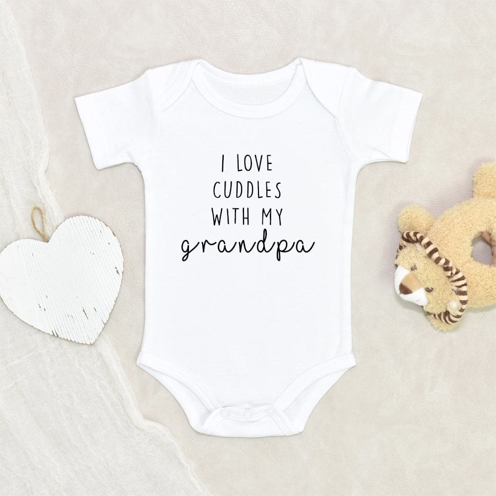 Grandpa Announcement Onesie Grandpa Baby Onesie I Love Cuddles With My Grandpa Baby Onesie Cute Baby Onesie Baby Shower Gift
