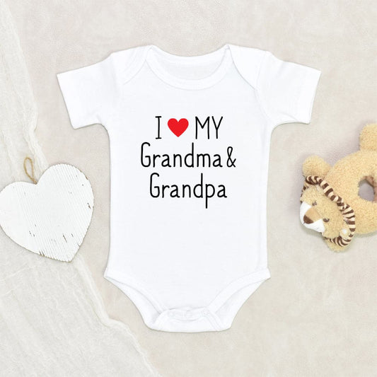 Pregnancy Reveal Baby Onesie - Grandma And Grandpa Onesie - I Love My Grandma And Grandpa Onesie - Grandparents Announcement Baby Clothes - Birth Announcement Onesie