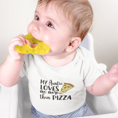New Aunt Baby Onesie - Cute Baby Clothes - My Aunt loves me more than Pizza Onesie - Aunt Onesie