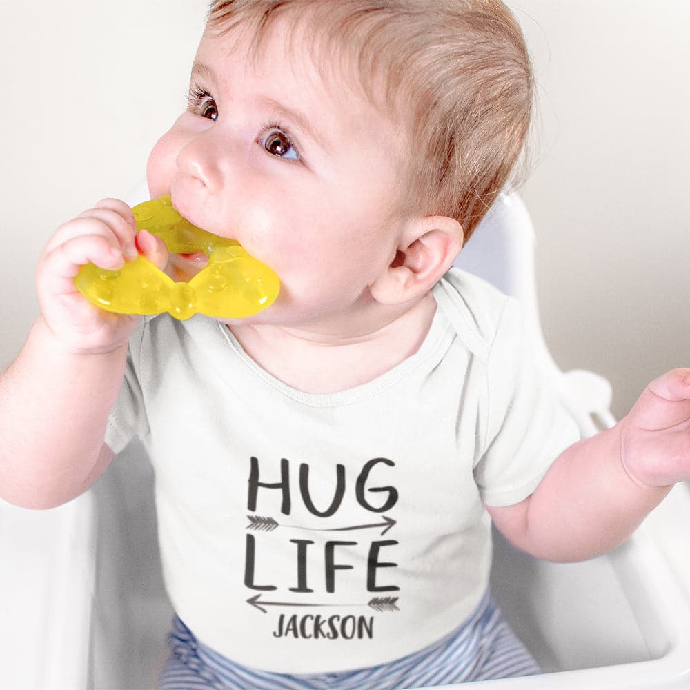 Personalized Name Onesie - Hug Life Baby Onesie - Funny Baby Onesie - Funny Baby Boy Clothes - Hilarious Boy Onesie