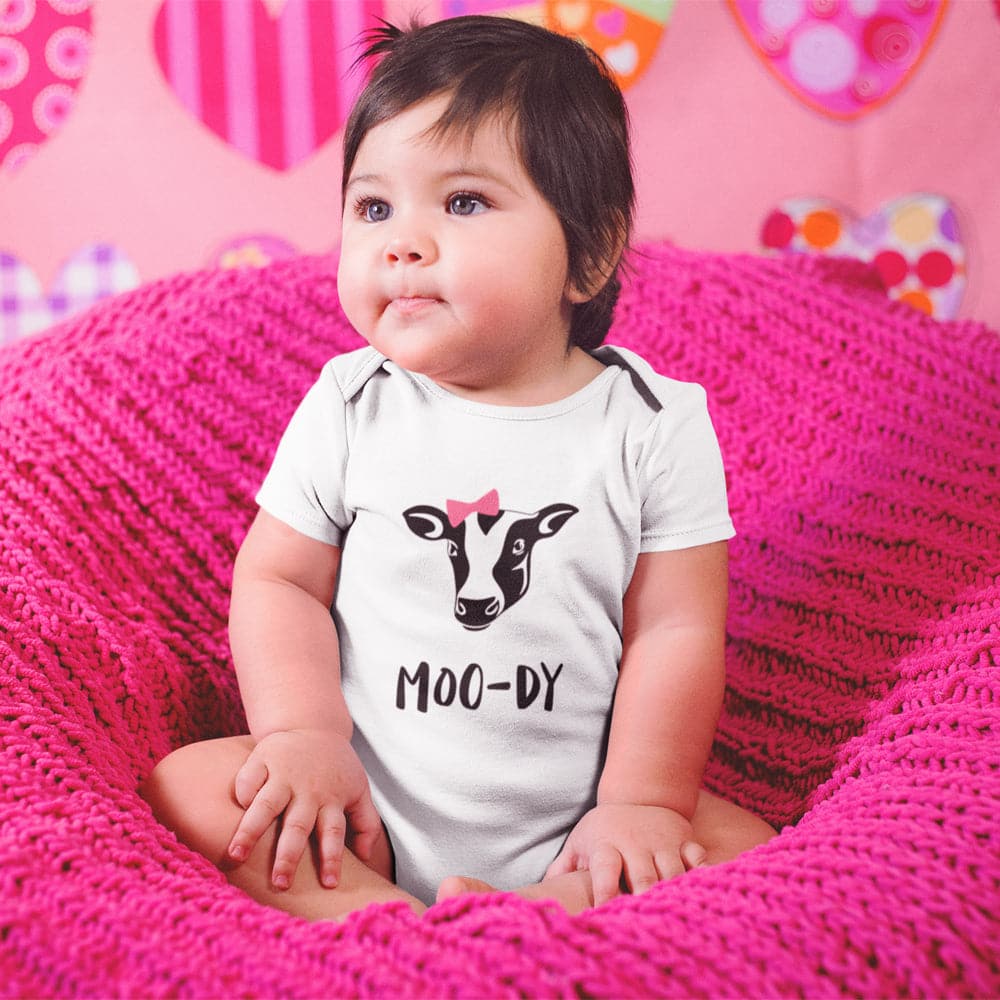 Cute Cow Onesie - "Mood-Dy" - Cow Clothes - Cute Onesie - Funny Onesie - Country Baby Onesie - Farm Baby Onesie
