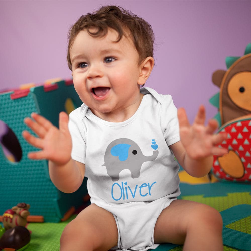 Personalized Baby Onesie - Elephant Baby Onesie - Custom Baby Name Onesie - Baby Shower Gift - Baby Boy Gift