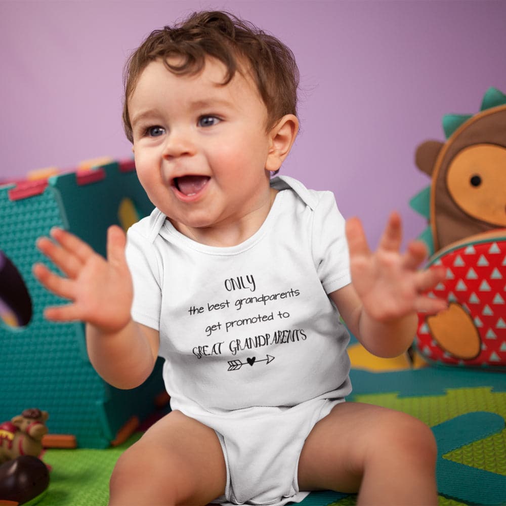 Grandparents Reveal Onesie - Cute Baby Clothes - Only The Best Grandparents Get Promoted To Great Grandparents - Grandparents Baby Onesie