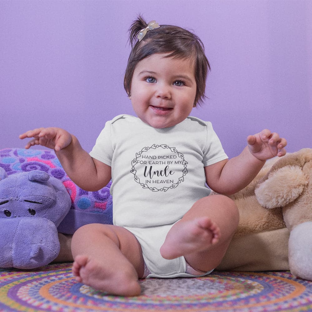 Uncle In Heaven Onesie - Baby Shower Gift - Handpicked For Earth Baby Onesie - In Memory Of Uncle Onesie - Pregnancy Announcement Baby Onesie