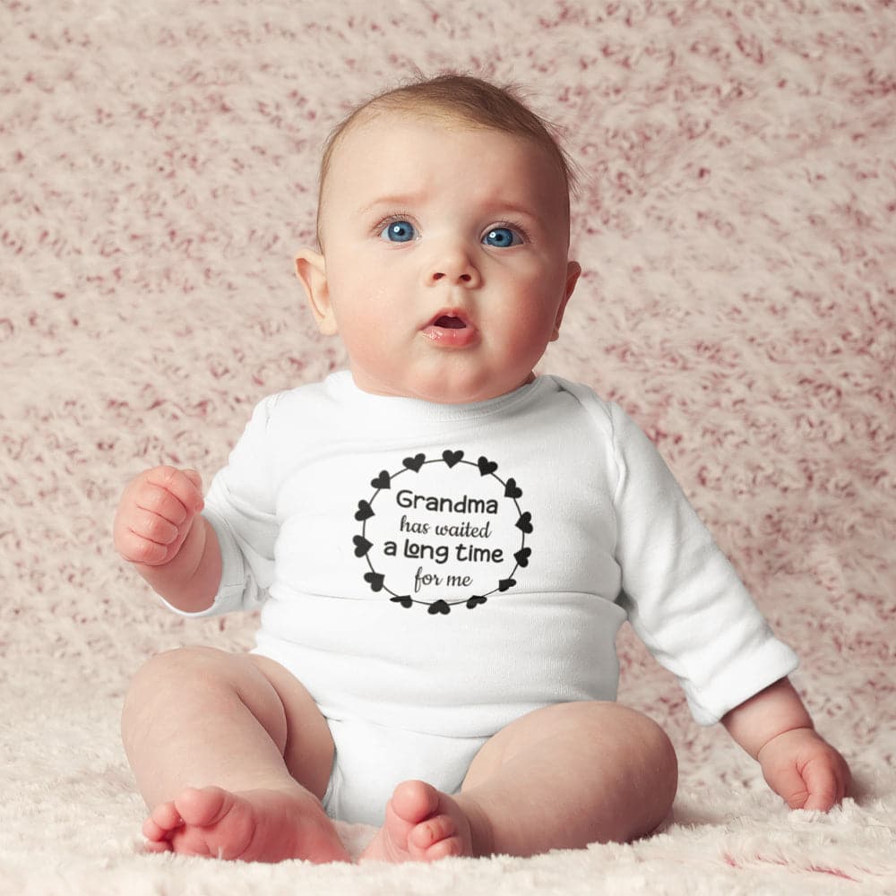 Grandma Announcement Onesie - Future Grandmother Onesie - Grandma Has Waited A Long Time For Me - Birth Reveal To Grandparent Onesie - Grandma Baby Clothes