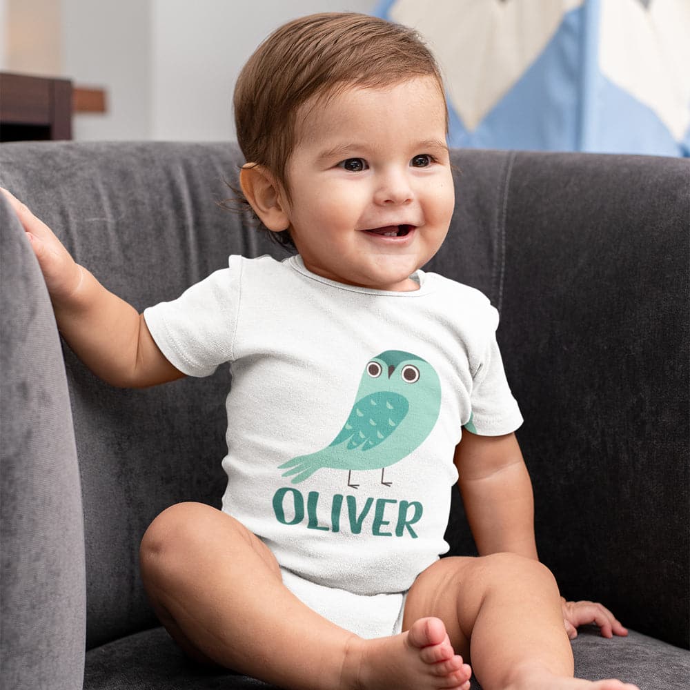Cute Boys Onesie - Baby Owl Onesie - Baby Boy Onesie - Blue Owl Personalized Onesie - Custom Baby Clothes - Baby Shower Gift - Boho Baby Onesie