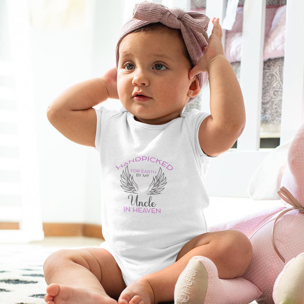 Memorial Baby Onesie - Uncle Baby Onesie - Hand Picked For Earth By My Uncle In Heaven Onesie - Memorial Baby Clothes - Uncle Memorial Baby Onesie