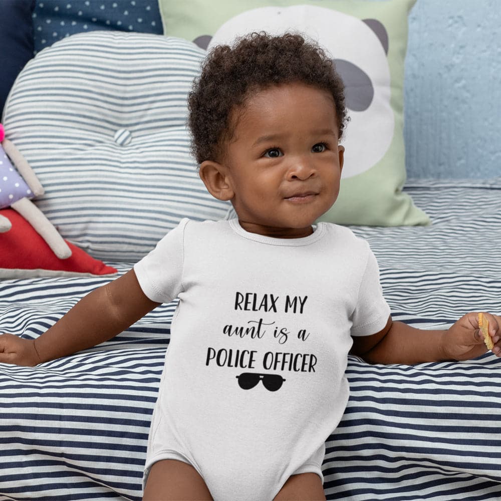Aunt Police Baby Onesie - Cute Baby Clothes - Relax My Aunt Is A Police Office Baby Onesie - Police Officer Onesie - Police Baby Clothes