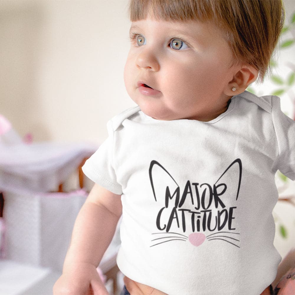 Cute Baby Onesie - Funny Baby Onesie - "Major Cattitude" - Baby Onesie Baby Onesie - Cat Onesie