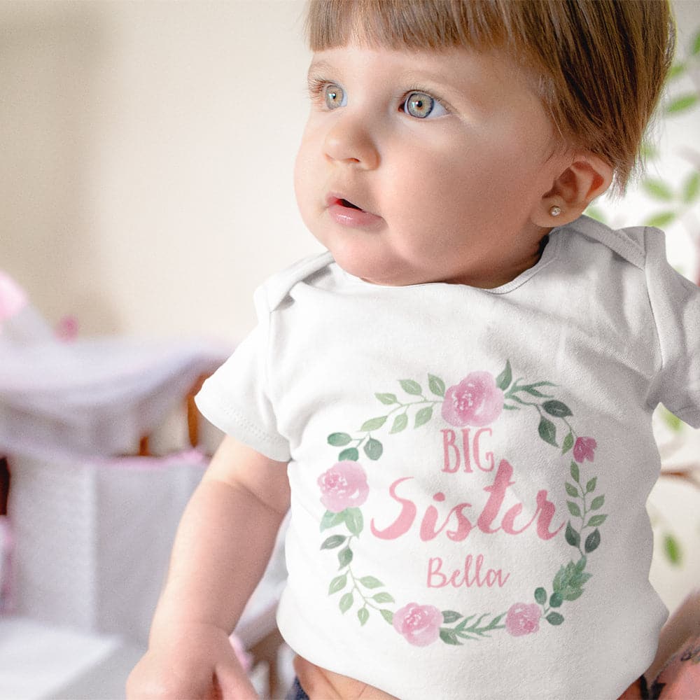 Pregnancy Reveal Onesie - Promoted Big Sister Onesie - Big Sister Onesie - Big Sister Announcement Onesie - Floral Name Onesie - Baby Shower Gift