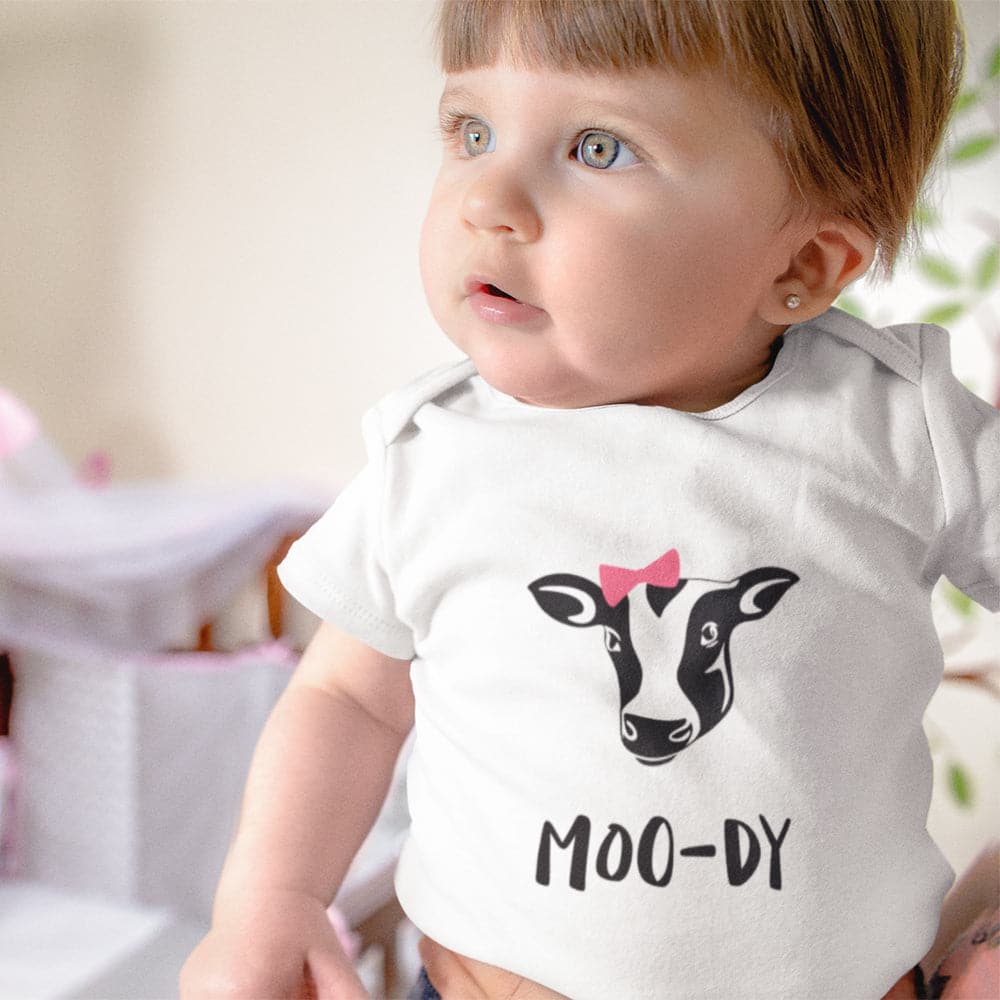 Cute Cow Onesie - "Mood-Dy" - Cow Clothes - Cute Onesie - Funny Onesie - Country Baby Onesie - Farm Baby Onesie