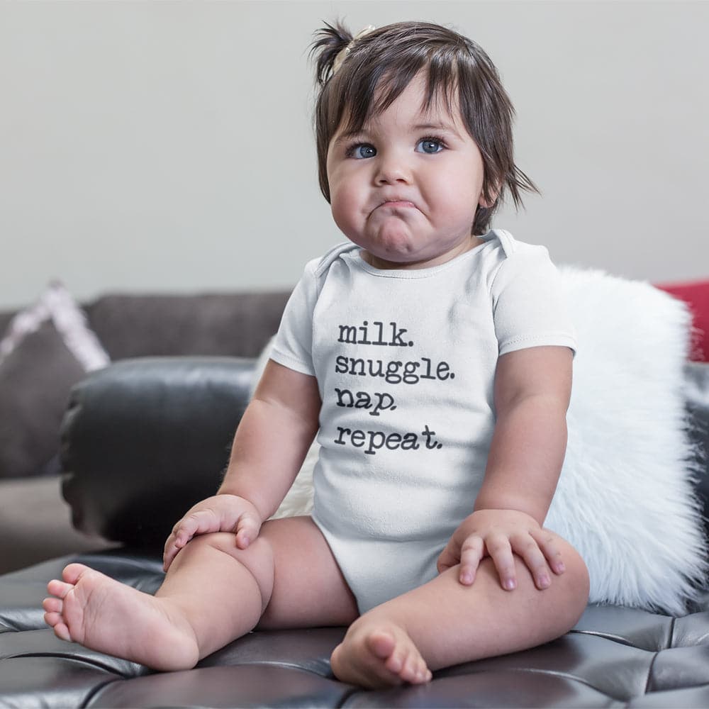 Funny Nap Clothes - Milk Snuggle Nap Repeat Onesie - Cute Baby Clothes - Nap Time Baby Onesie