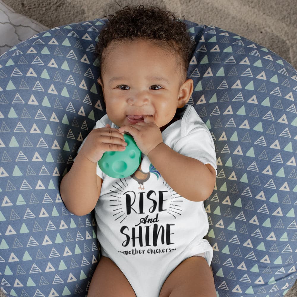 Cow Baby Boy Shower Gift - Country Baby Clothes - Rooster Rise and Shine Mother Cluckers Onesie - Baby Boy Farm Onesie