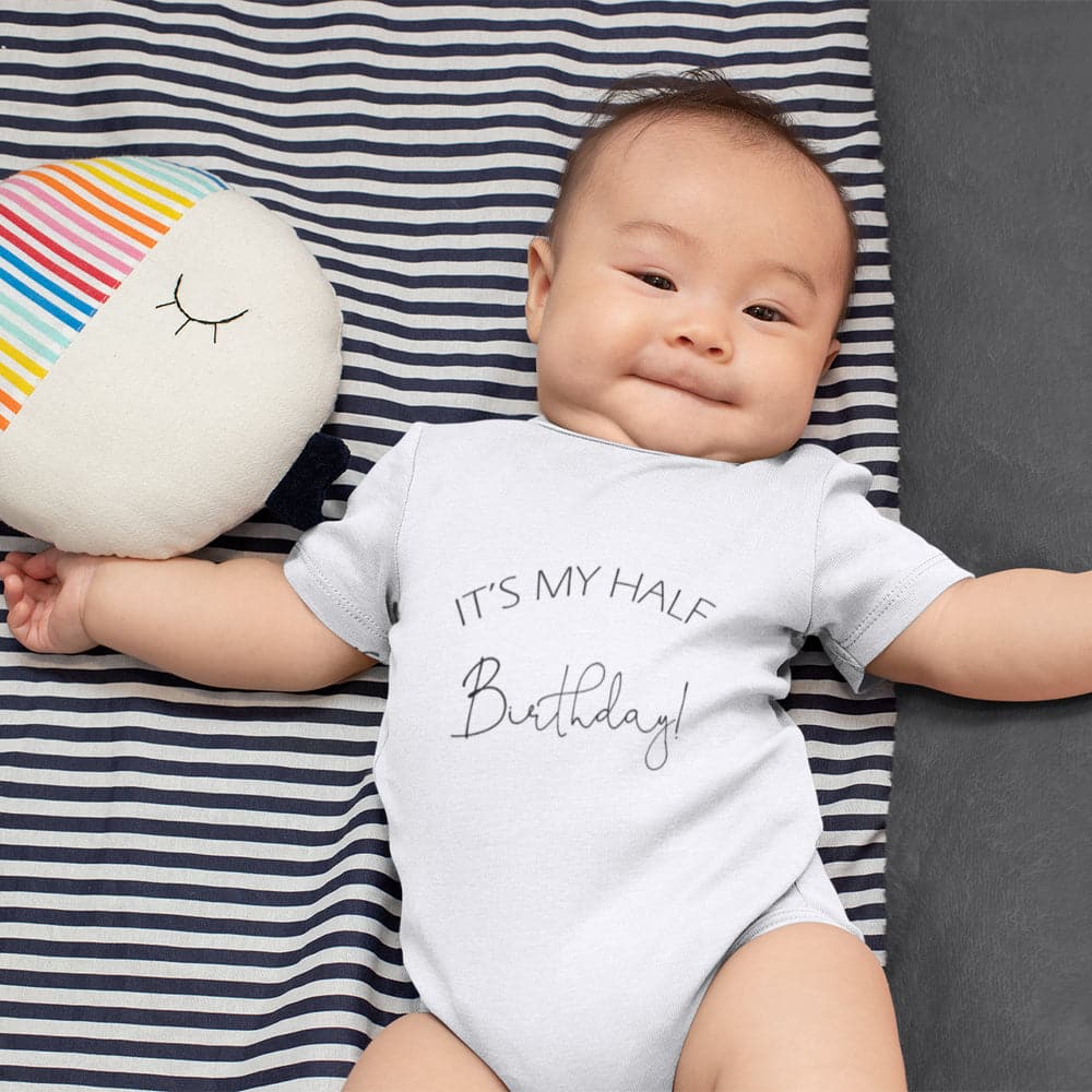 It's My Half Birthday Onesie - Half Birthday Baby Clothes - Birthday Baseball Clothes