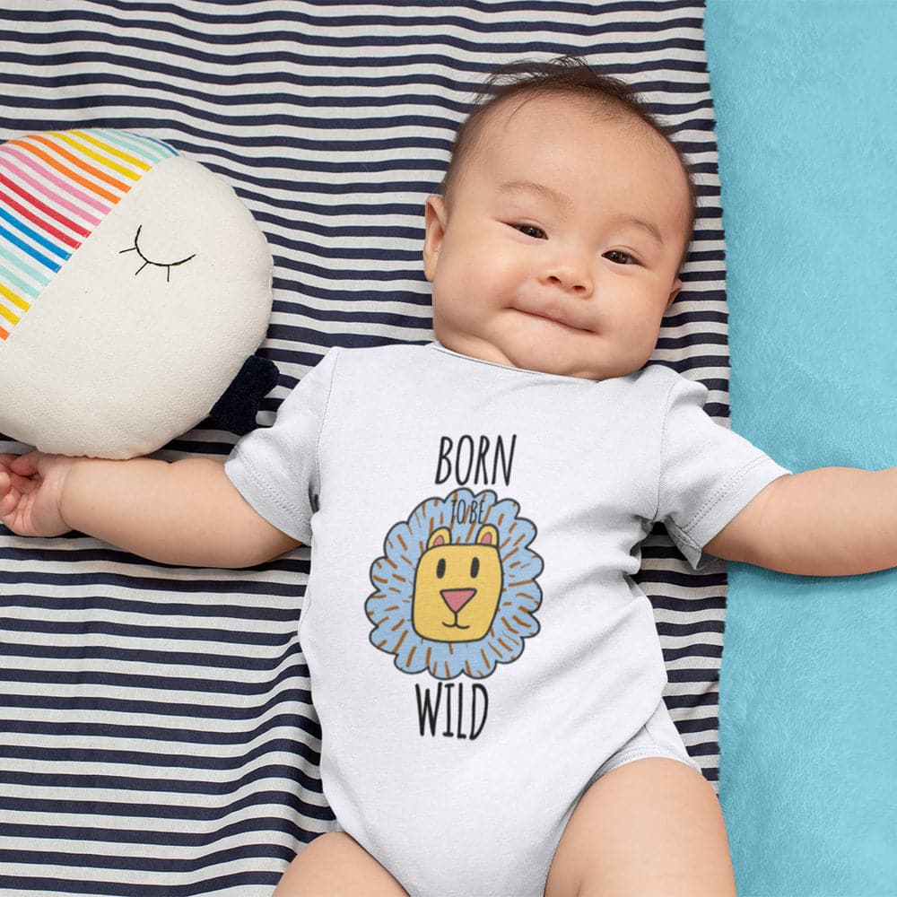 Animal Baby Onesie - Born To Be Wild Onesie - Lion Baby Boy Onesie - Cute Animal Boy Onesie