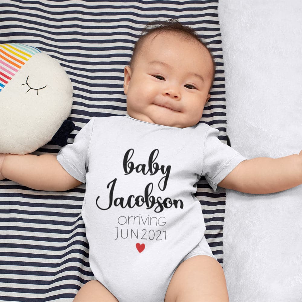 Custom Baby Announcement Onesie - Custom Last Name Onesie - Pregnancy Announcement Baby Reveal Onesie - Pregnancy Announcement Onesie - Pregnancy Reveal Onesie