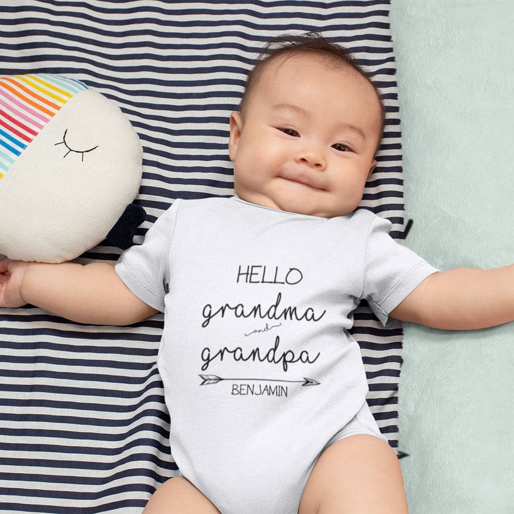 Grandparent Pregnancy Announcement Onesie - Cute Grandma & Grandpa Baby Onesie - Hello Grandma and Grandpa Onesie - Pregnancy Announcement Onesie