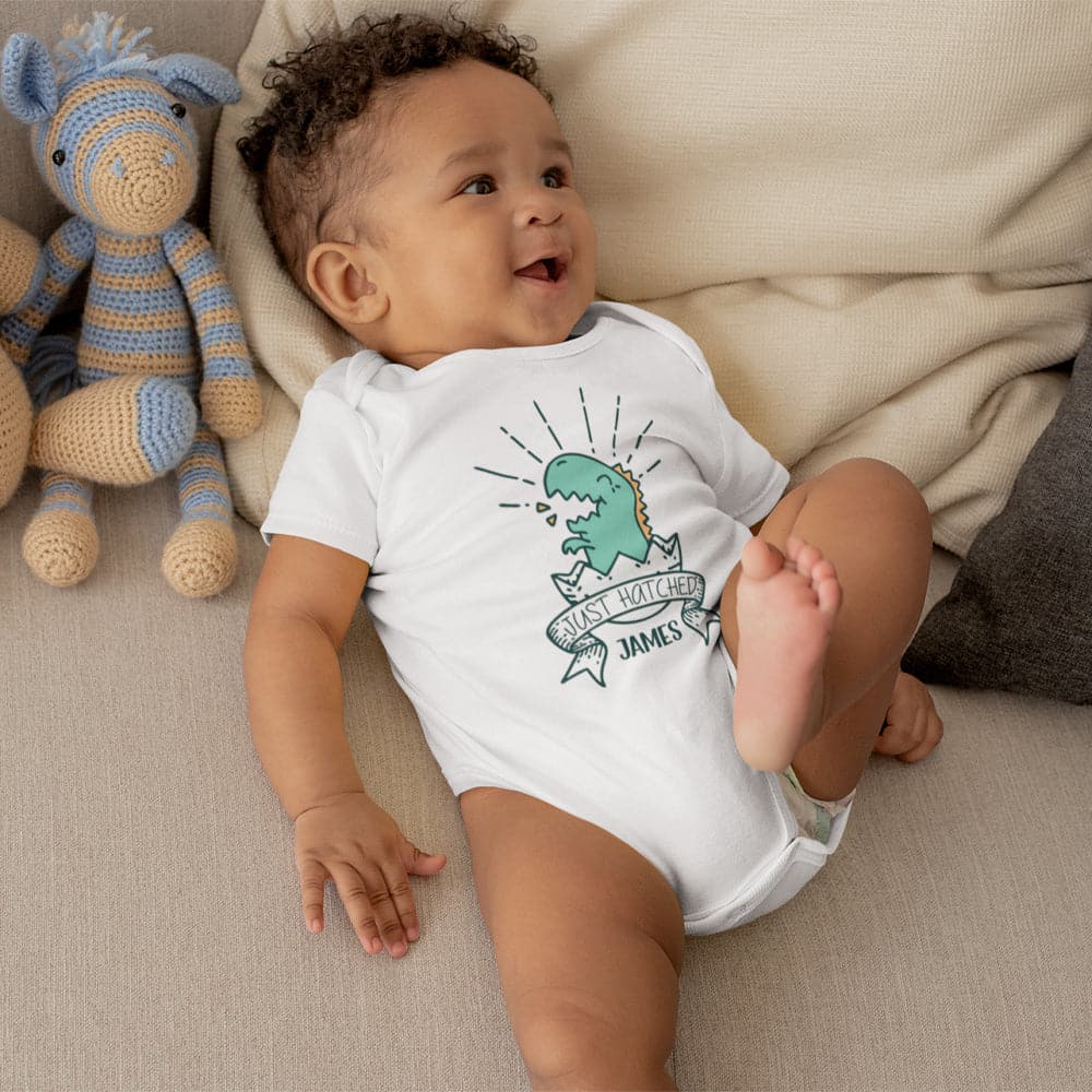 Dinosaur Baby Clothes - Boy Dinosaur Onesie - Just Hatched Dinosaur Onesie - Personalized Dino Onesie - Dinosaur Baby Onesie