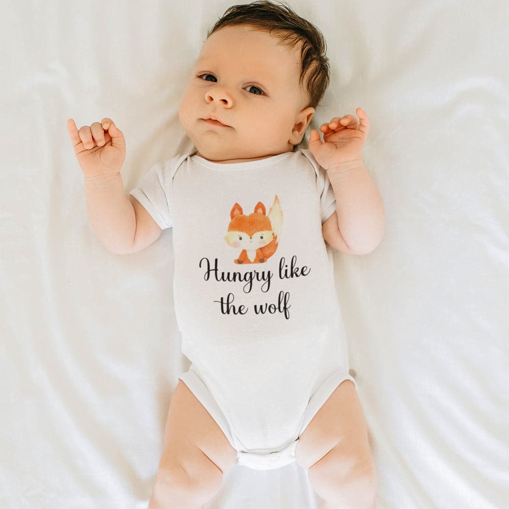 Hungry Wolf Onesie - Cute Wolf Onesie - Hungry Like The Wolf Baby Onesie - Woodland Animal Onesie - Funny Baby Clothes