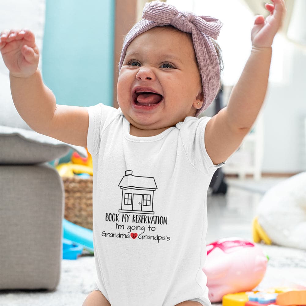 Pregnancy Announcement Baby Clothes - Birth Reveal Baby Onesie - Book My Reservation Baby Onesie - Grandparents Announcement Onesie - Funny Baby Onesie