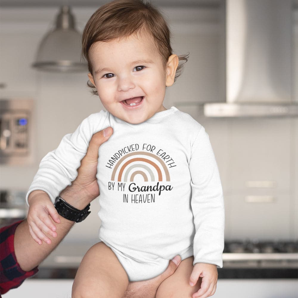 Cute Baby Onesie - Grandparents Onesie - Handpicked For Earth By My Grandpa In Heaven Onesie - Rainbow Baby Clothes - Rainbow Onesie