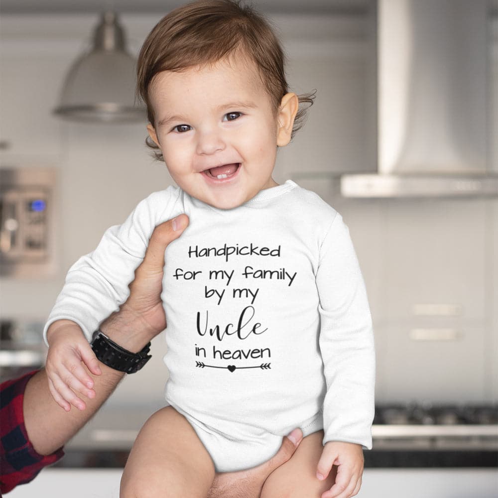Baby Shower Gift - Uncle Memorial Onesie - Hand Picked For My Family Baby Onesie - Uncle In Heaven Onesie - Unisex Baby Clothes