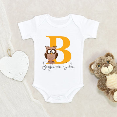 Boys Cute Baby Onesie - Personalized Name Boys Owl Baby Onesie - Personalized Owl Onesie