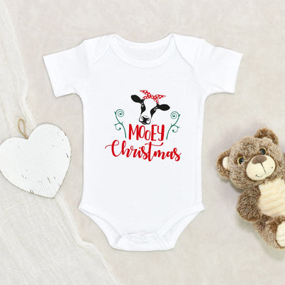 Mooey Christmas Baby Onesie - Cow Baby Onesie - Cute Christmas Baby Clothes - Funny Christmas Onesie
