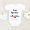 Our Greatest Adventure Onesie - Baby Reveal Onesie - Custom Pregnancy Announcement Onesie - Pregnancy Reveal Baby Clothes - Custom Announcement Onesie