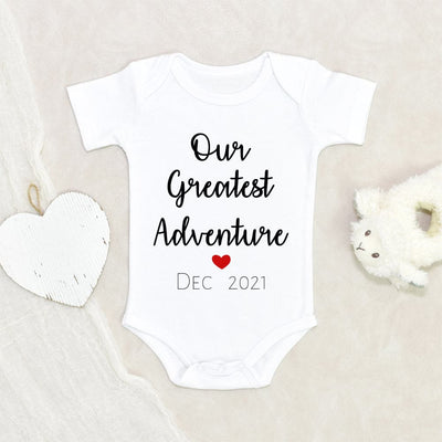 Our Greatest Adventure Onesie - Baby Reveal Onesie - Custom Pregnancy Announcement Onesie - Pregnancy Reveal Baby Clothes - Custom Announcement Onesie