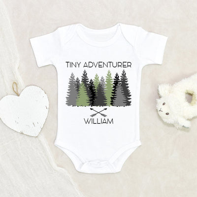 Custom Baby Shower Gift - Cute Baby Boy Clothes - Tiny Adventurer Personalized Onesie - Outdoorsy Hiking Onesie