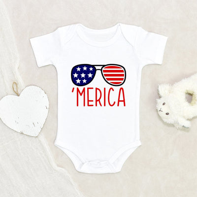 4th Of July Onesie - Merica Glasses Baby Onesie - Fourth Of July Baby Clothes
