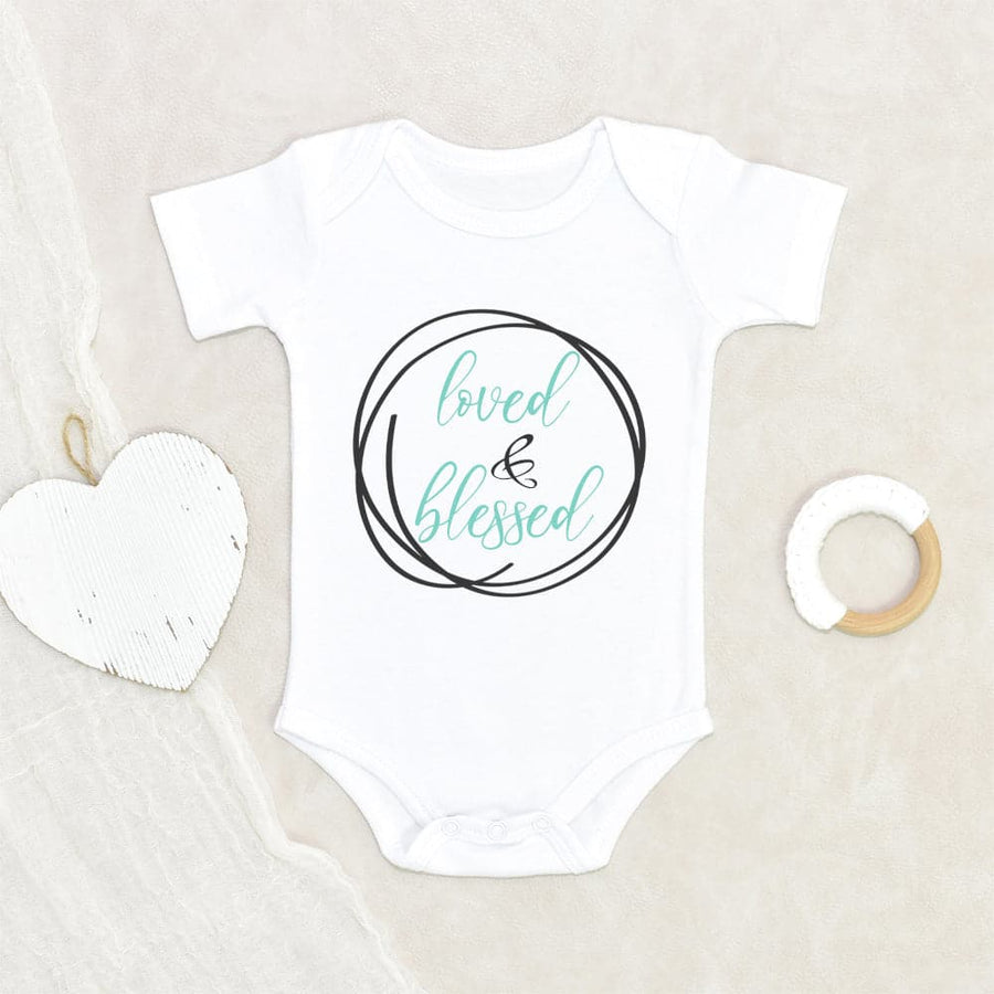 Loved and Blessed Onesie - Baby Boy Loved Onesie - Religious Boy Clothes