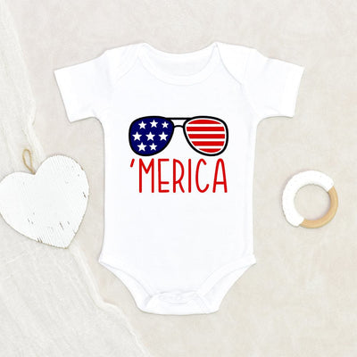 4th Of July Onesie - Merica Glasses Baby Onesie - Fourth Of July Baby Clothes
